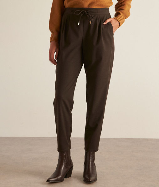 Picture of FLYNN BROWN FLUID CARROT TROUSERS